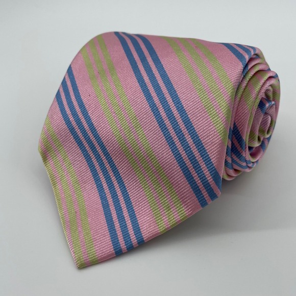 Brooks Brothers Other - Brooks Brothers 346 Men's Silk Necktie Pink Blue Green Repp Stripe Made in USA